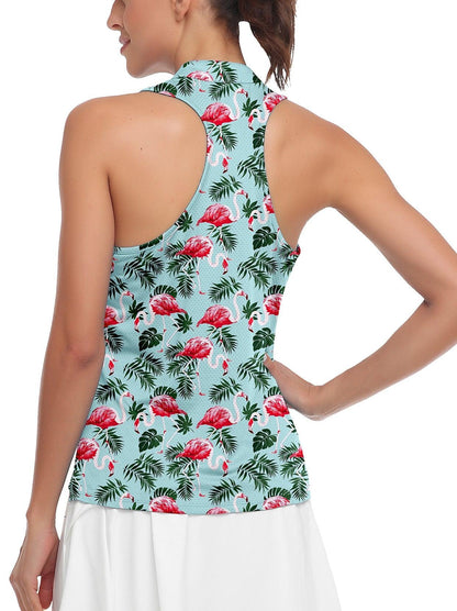 Ladies' Flamingo V-neck Racerback Sleeveless Golf Polo