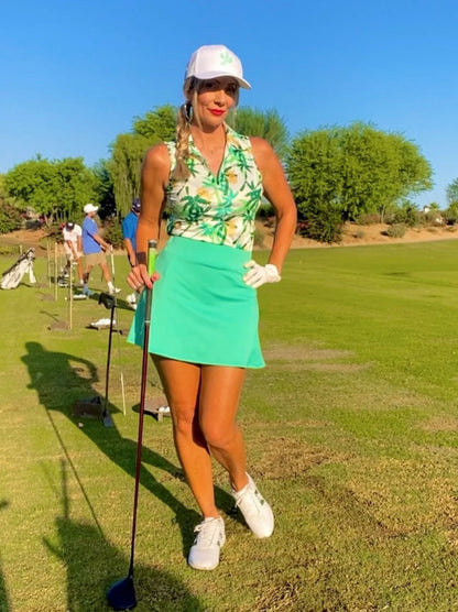 Ladies Sleeveless Golf Polo- 🏌🏿‍♀️SO® Green Coconut and Pineapple Athletic Polo Shirts Moisture Wicking Tennis Shirts Golf Shirt Dry Fit